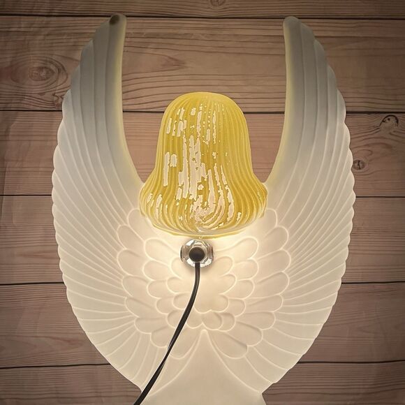 Vintage Christmas Angel Blow Mold 30" Union Products 1988 Blue Wings with Light - Picture 6 of 14